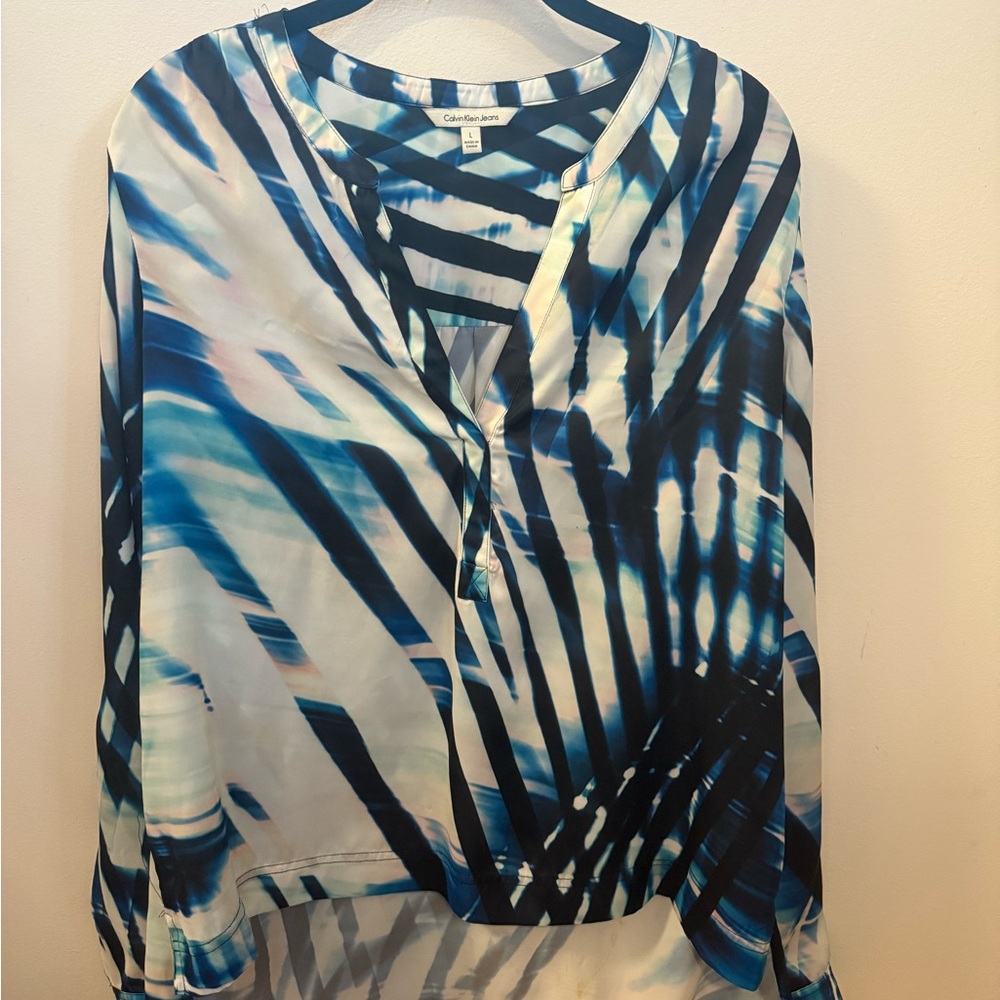 Calvin Klein Jeans Blue and White Women's Top